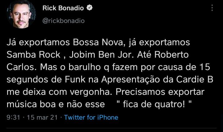 Tuíte Rick Bonadio