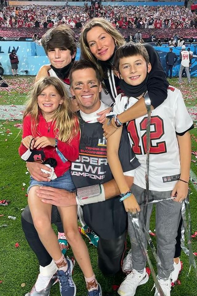 Tom Brady, Gisele Bündchen, Vivian, Jack e Benjamin