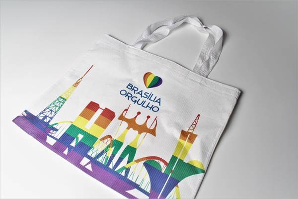 Ecobag de arco-íris da loja virtual do Brasília Orgulho