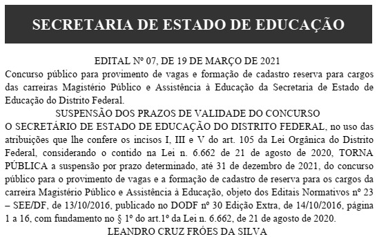 DODF Secretaria de Educação