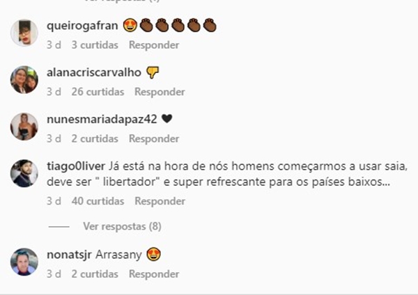 Comentário em rede social sobre coleção genderless da C&A