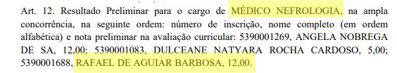 Rafael Barbosa passa em seleção da Secretaria de Saúde 