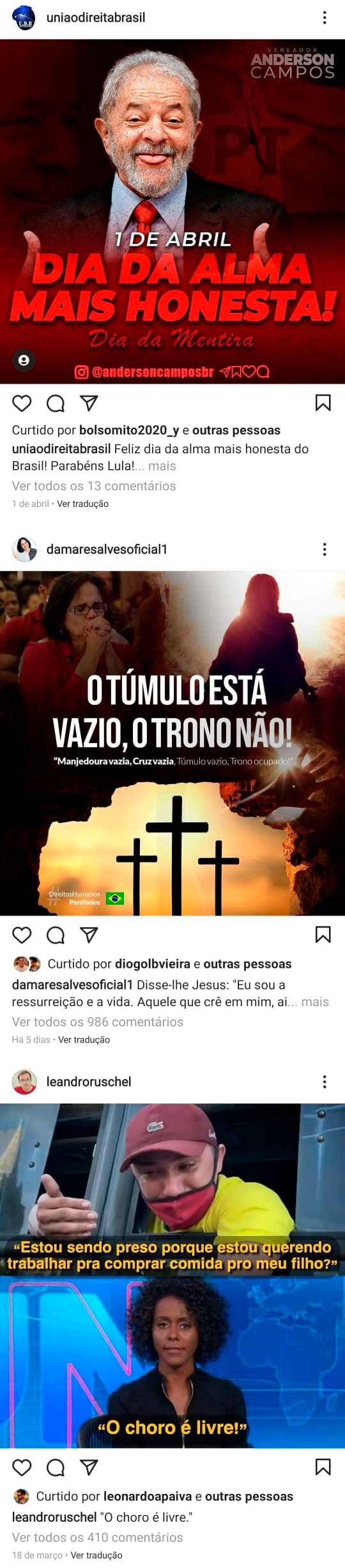 timeline de bolsonaro no Instagram