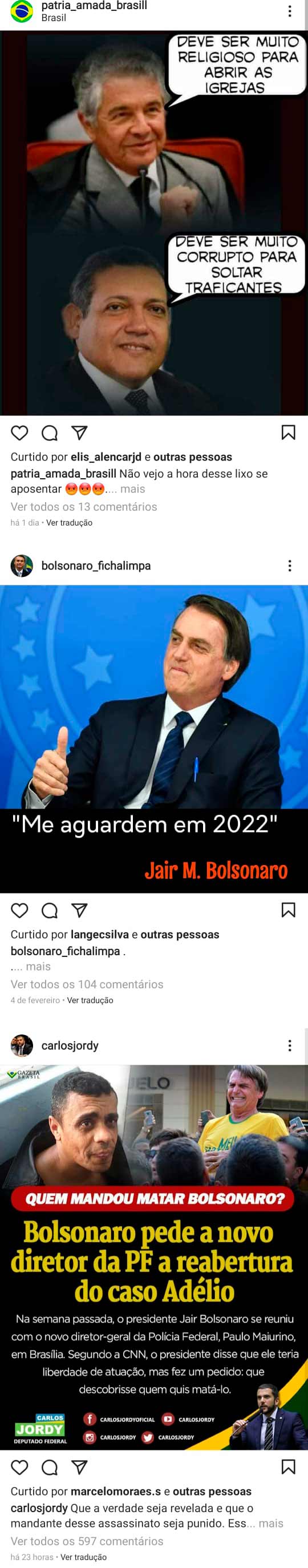 timeline de bolsonaro no Instagram