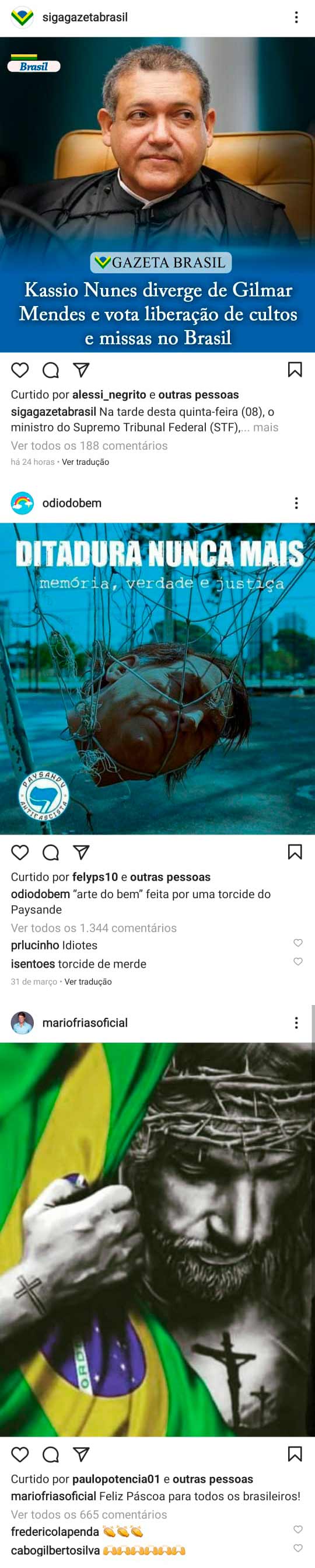 timeline de bolsonaro no Instagram