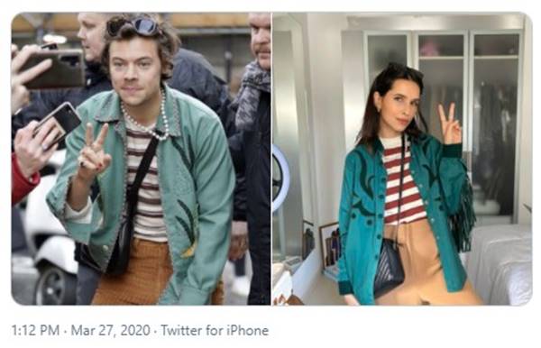 Vic Hollo com look inspirado em Harry Styles