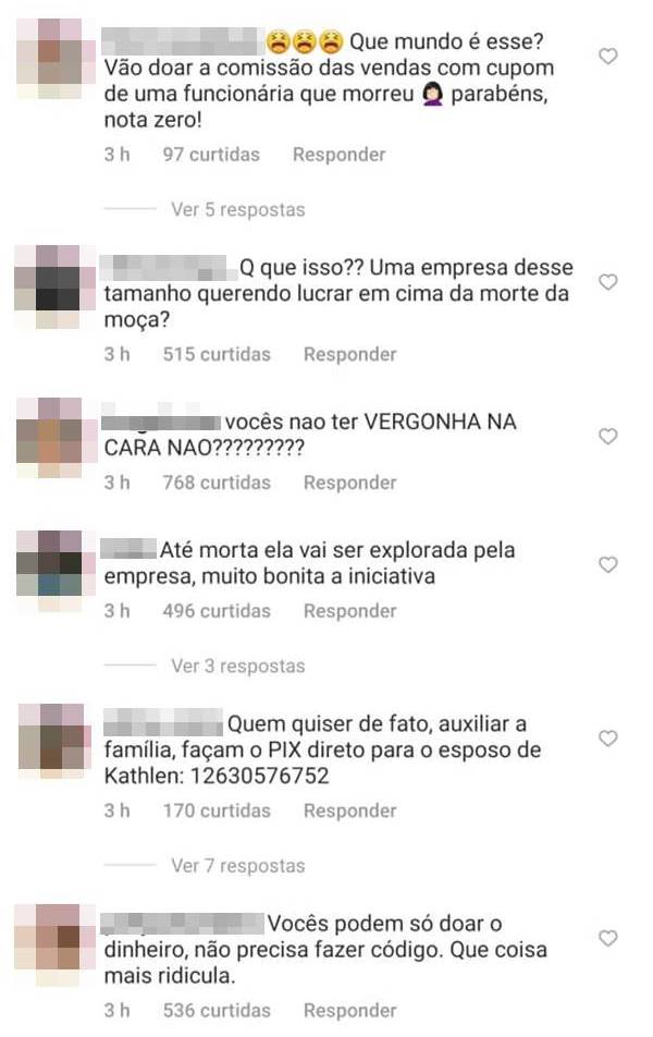 Comentários em post da Farm sobre Kathlen Romeu