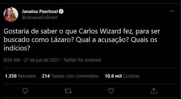 Janaina Paschoal compara caso de Carlos Wizard ao de Lázaro