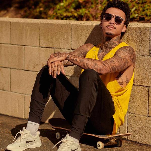 Nyjah Huston em campanha da collab com a Privé Revaux