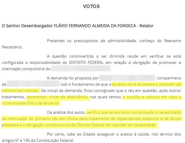 Voto internação compulsória