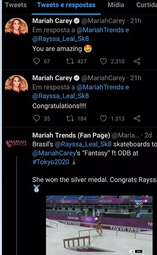 Mariah elogia Rayssa