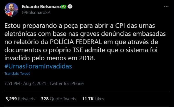 eduardo bolsonaro no tuiter