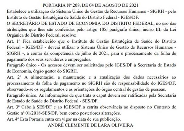 Secretaria de Economia publica portaria sobre folha de pagamento do Iges