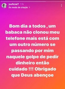 Storie do Instagram de Jô