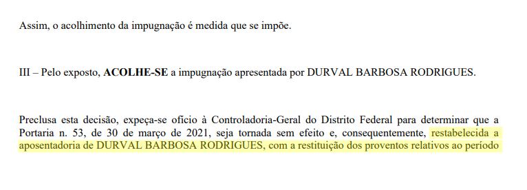 Cassação da aposentadoria de Durval Barbosa