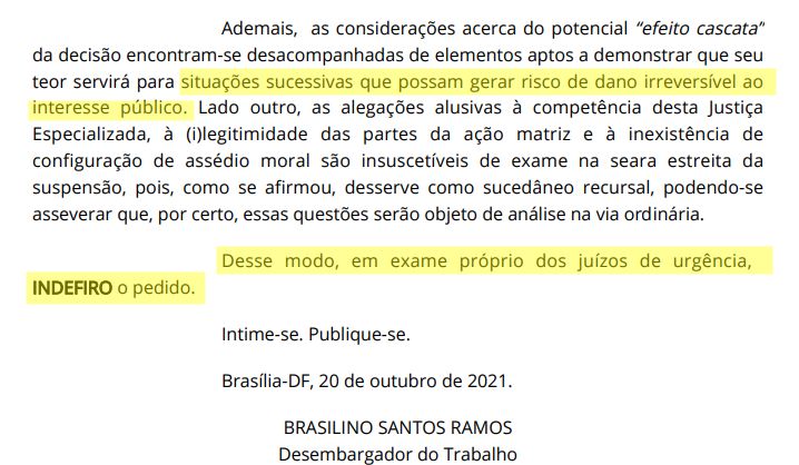 Decisão TRT fundação palmares