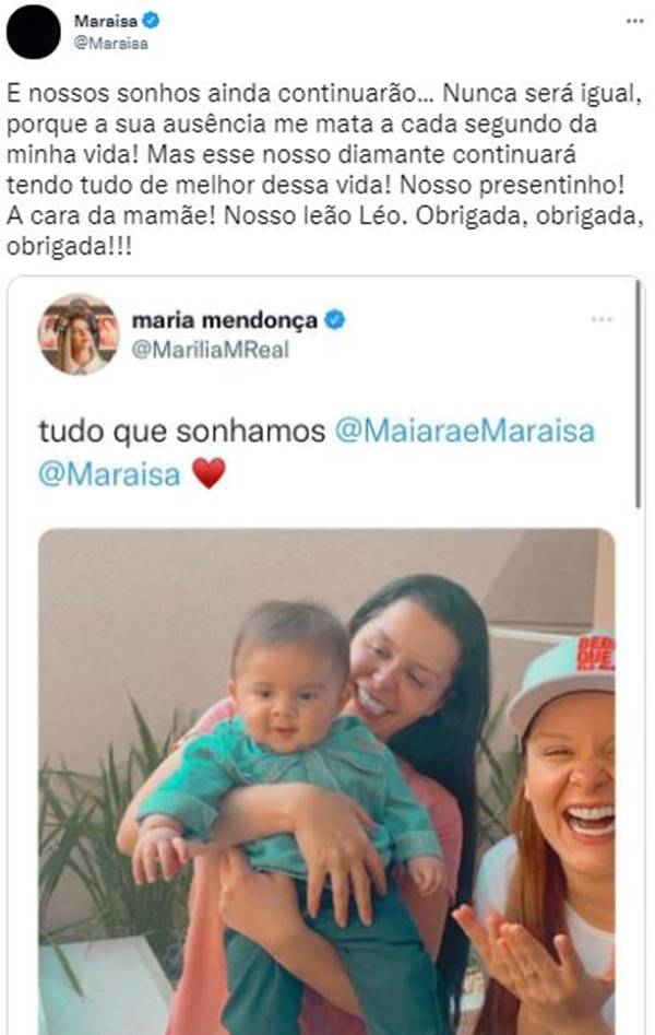 Maraisa posta foto com filho de Marília Mendonça