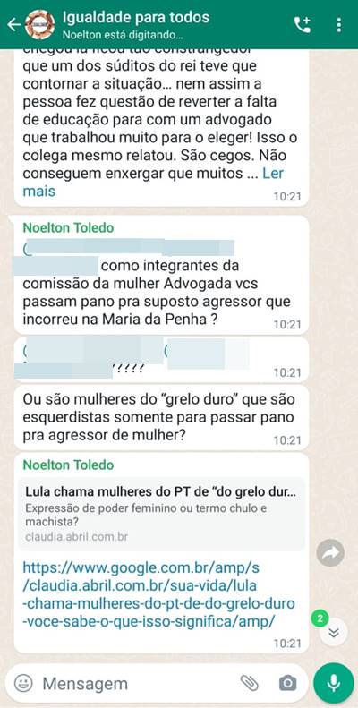 Advogado questiona mulheres sobre agressor