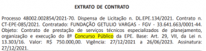 Extrato de contrato publicado