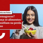 Op de gekleurde afbeelding staat in het midden een vrouw met een pot fruit in haar handen