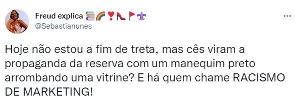 Print de tweet sobre o caso de racismo da Reserva