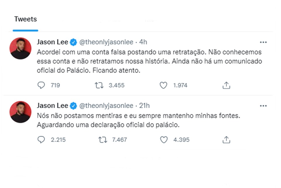 Print de uma publicação no Twitter