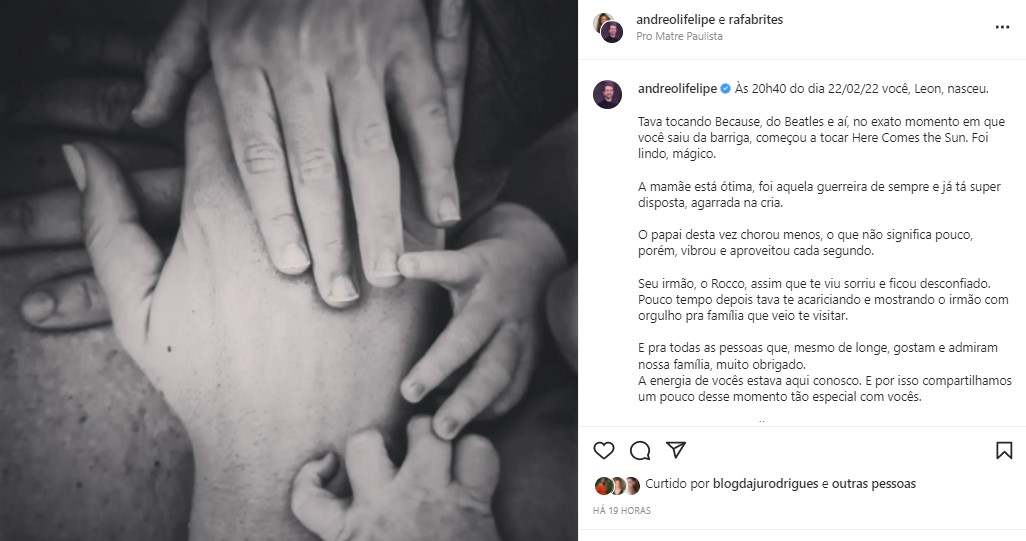 Post de Andreoli e Rafa Brites