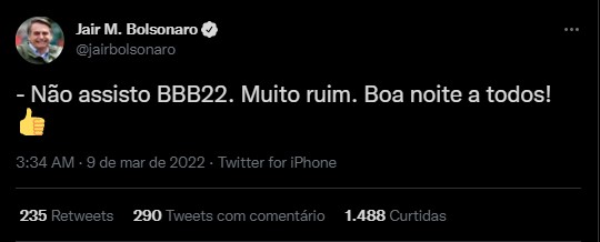 bolsonaro sobre o BBB