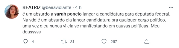 Sarah Poncio confirma pré-candidatura a deputada estadual pelo Rio de Janeiro e é muito criticada nas redes sociais