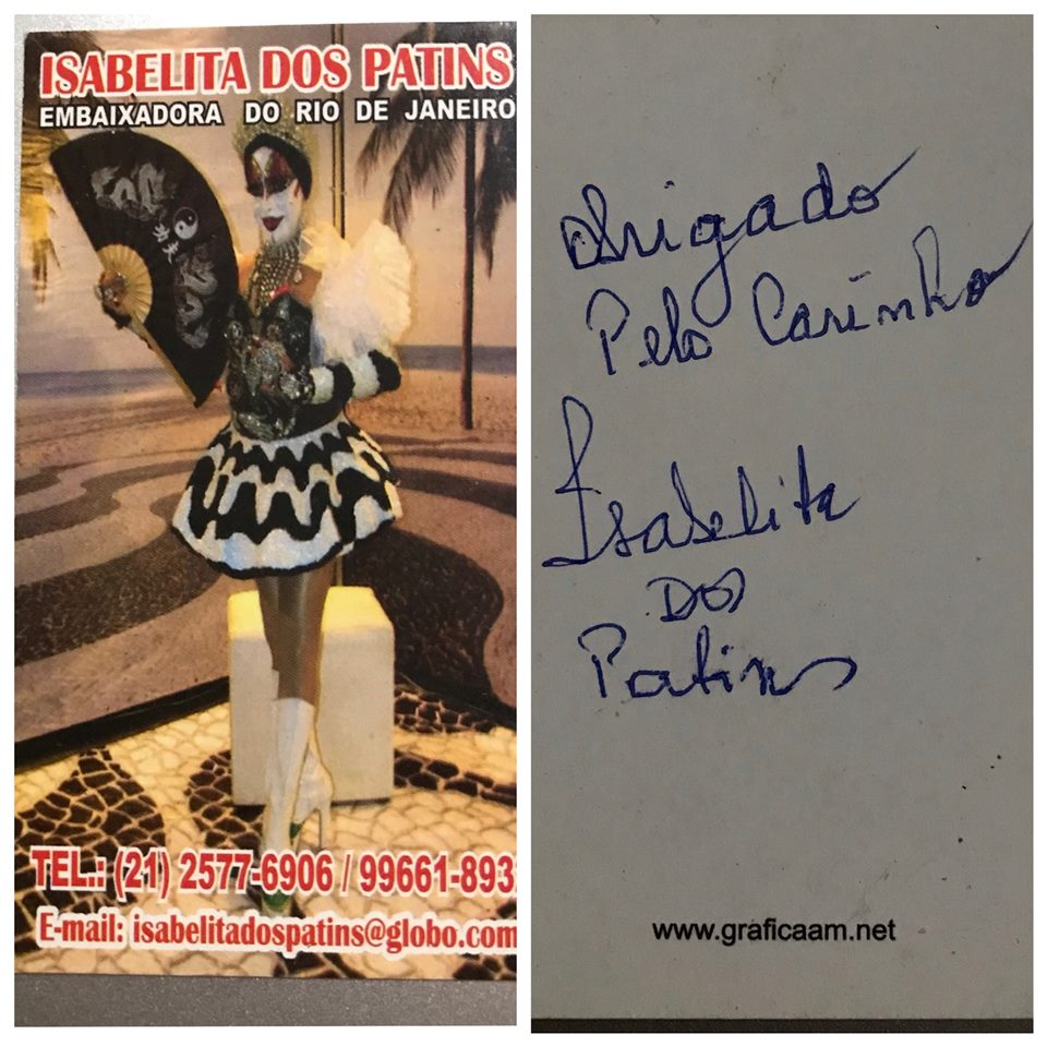 Mensagem de agradecimento da drag queen Isabelita dos Patins ao maquiador Krisna