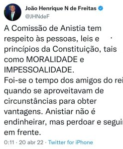 Post do presidente da Comissão de Anistia