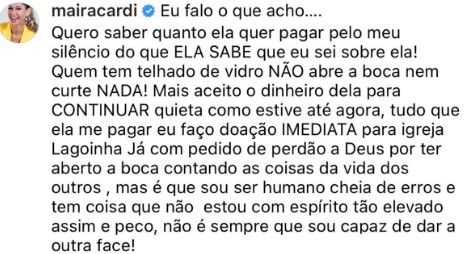 Comentário de Maíra Cardi pra Bruna Marquezine