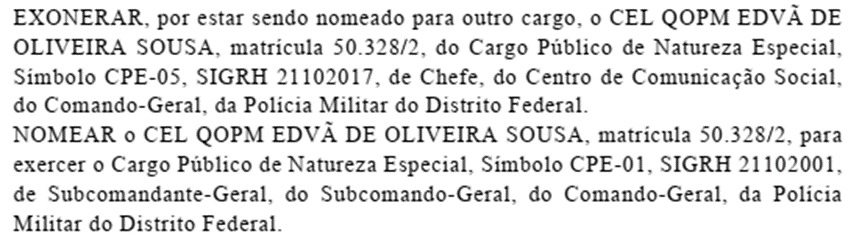 Nomeação capitão Edvã PMDF