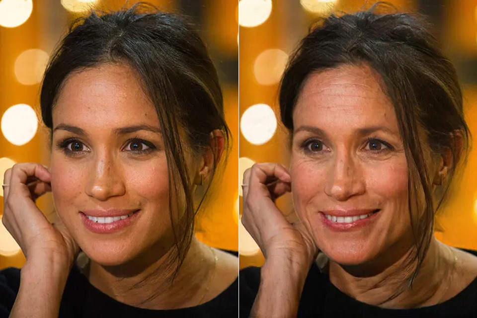 Foto colorida. Meghan Markle