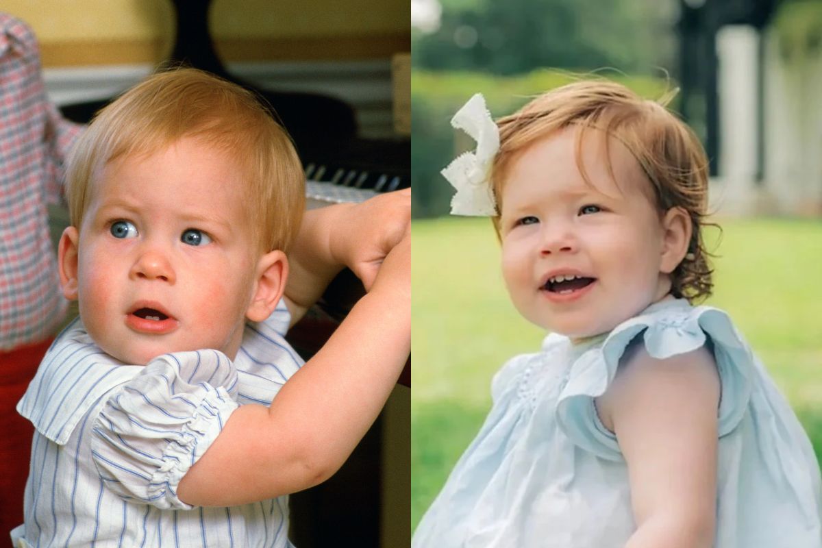 Foto colorida. Príncipe Harry e Lilibet Diana