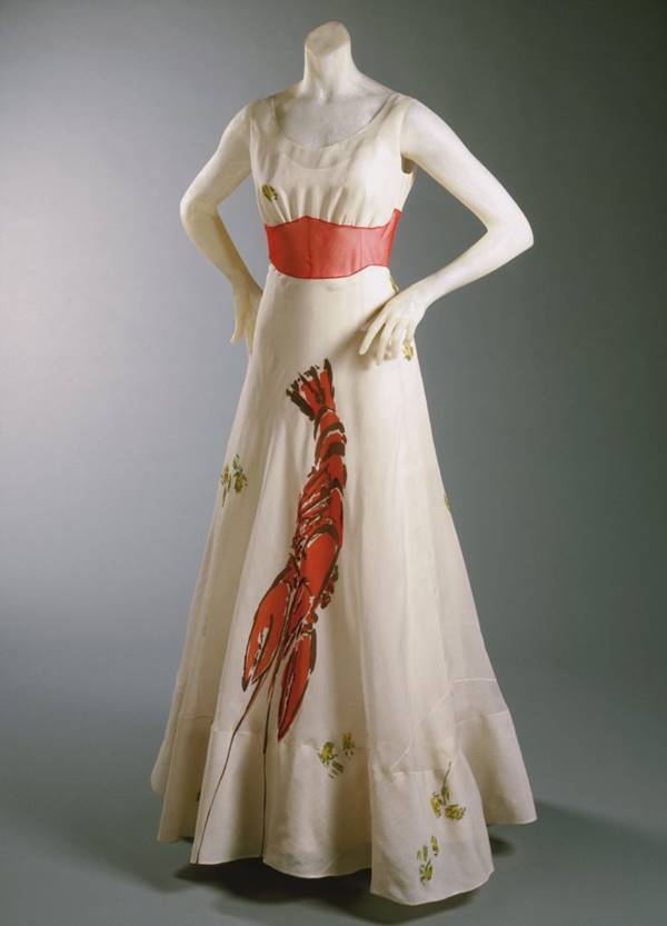 Vestido Lagosta, de Elsa Schiaparelli com Salvador Dalí