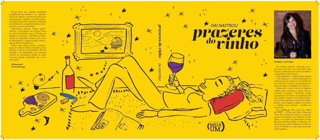 Capa e contracapa do livro Prazeres do Vinho, de Dai Nasteoli