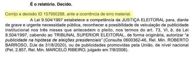 Decisão de moraes erro publicidade 200 anos