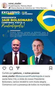 Prefeito no Paraná libera servidores para motociata com Bolsonaro