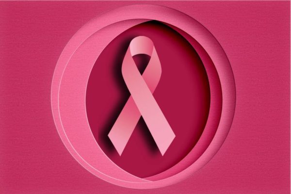 Na imagem com cor, uma ilustração com um laço rosa para campanha Outubro Rosa - Metrópoles