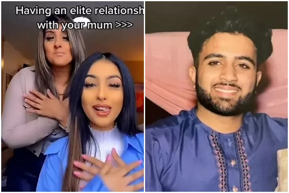 Montagem com as fotos de Mahek Bukhari e Ansreen Bukhari no TikTok e o amante Saqib Hussein - Metrópoles