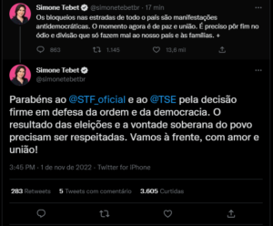 Simone Tebet / reprodução tt