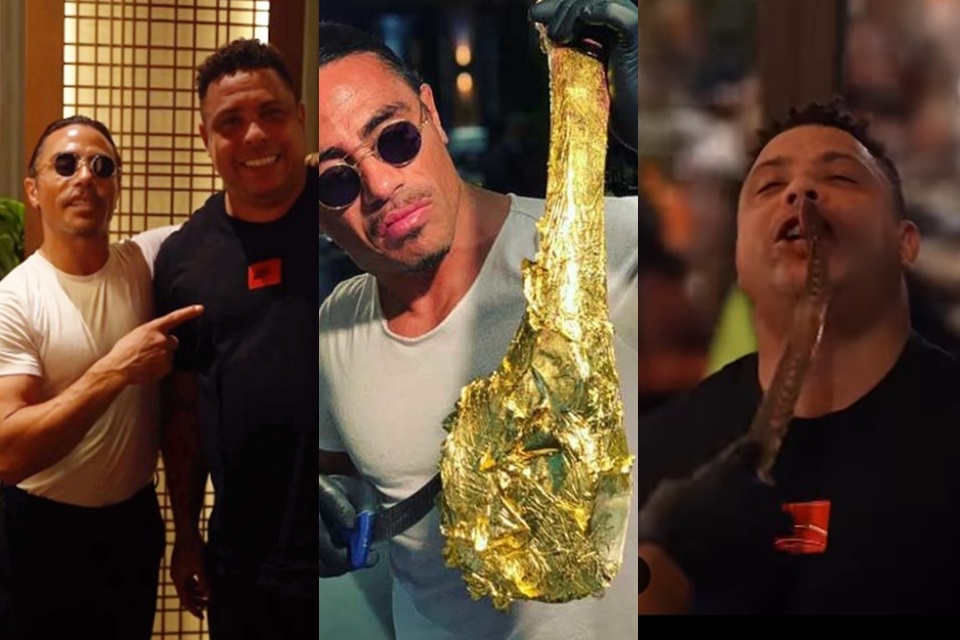 Chef Salt Bae oferece bife coberto de ouro para astros da Seleção (Reprodução: Instagram)