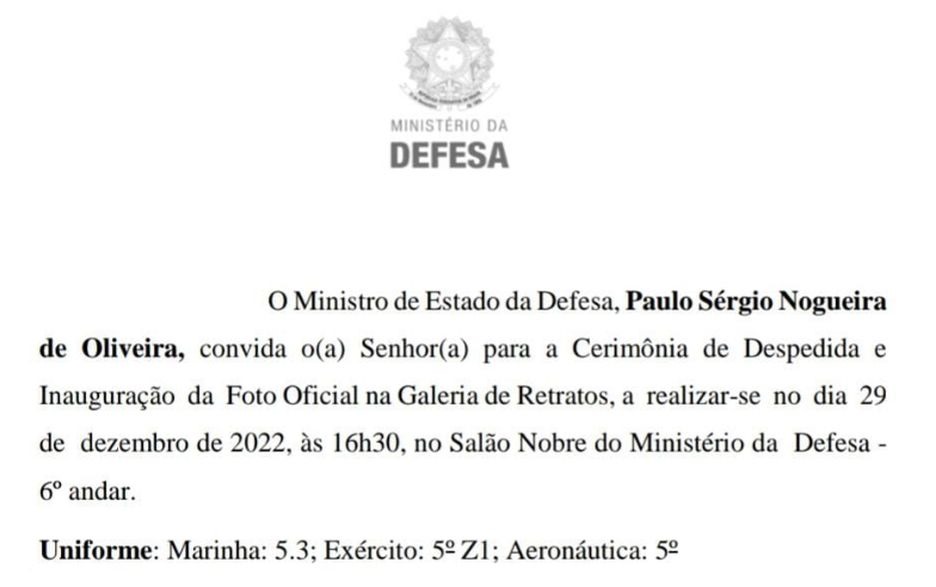 Ministro da defesa marca cerimônia de despedida - Metrópoles