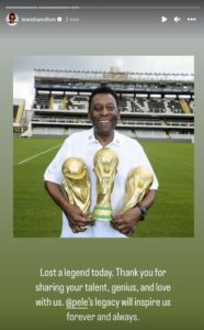 Lewis Hamilton homenageia Pelé