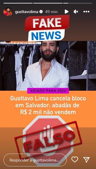 Gusttavo Lima nega cancelamento de show por falta de público