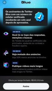 Foto colorida do Twitter Blue - Metrópoles