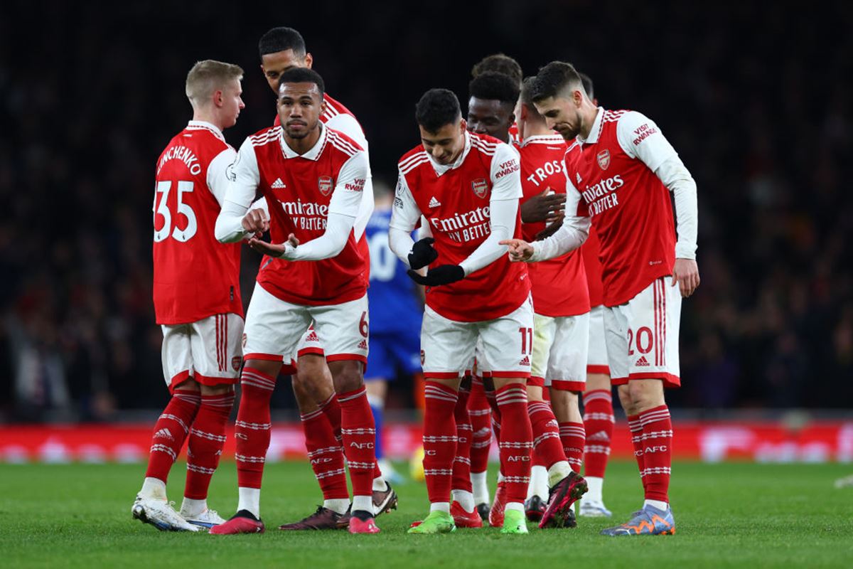 Jogadores do Arsenal celebrando