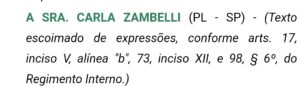 Nota taquigráfica sobre Zambelli