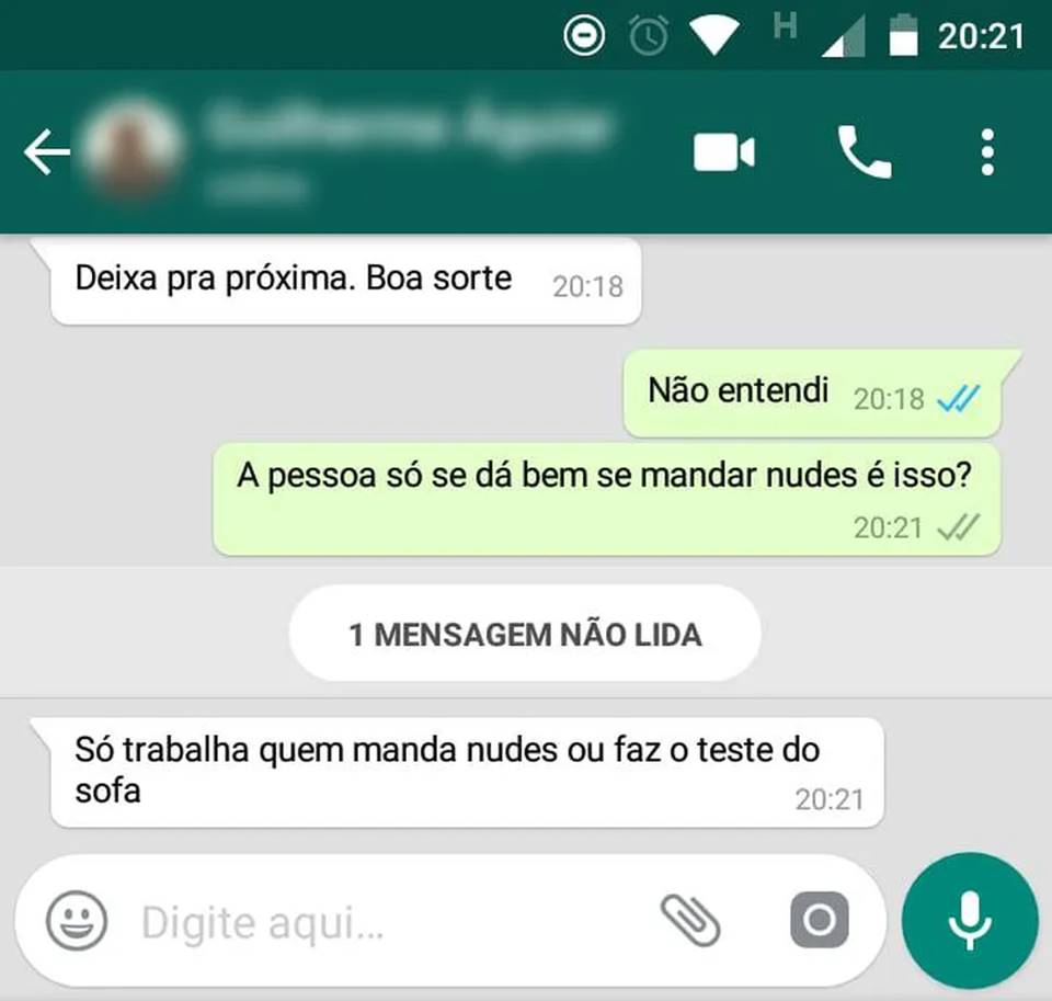 Candidata relata assédio por emprego: “Só trabalha quem manda nudes” |  Metrópoles